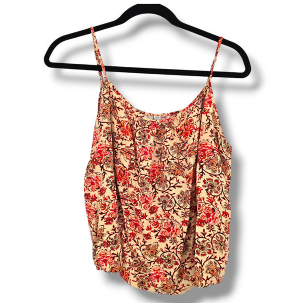 Joie Women's Cottage Floral Curved Hem‎ Spaghetti Strap Cropped Tank Top Size M
